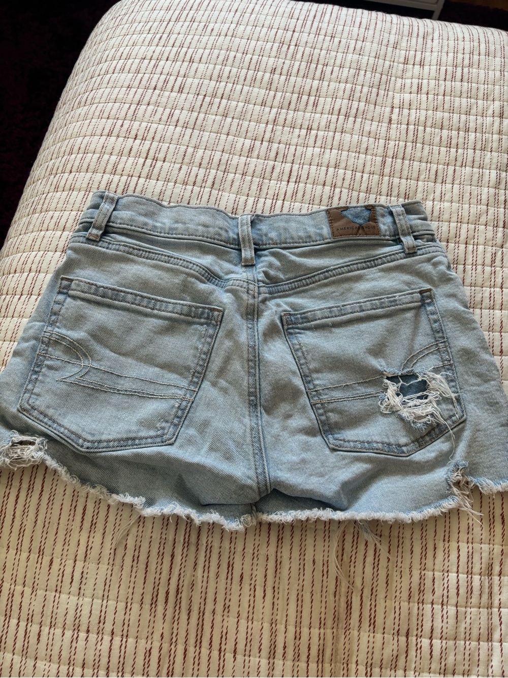 American Eagle Outfitters Light Blue Distressed Denim Shorts